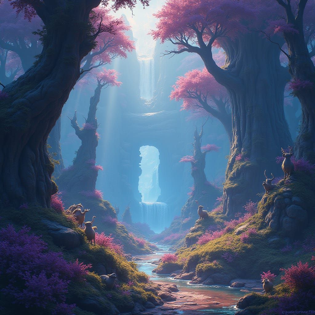 Fantasy Realm Album Cover in Detailed Matte Painting Style