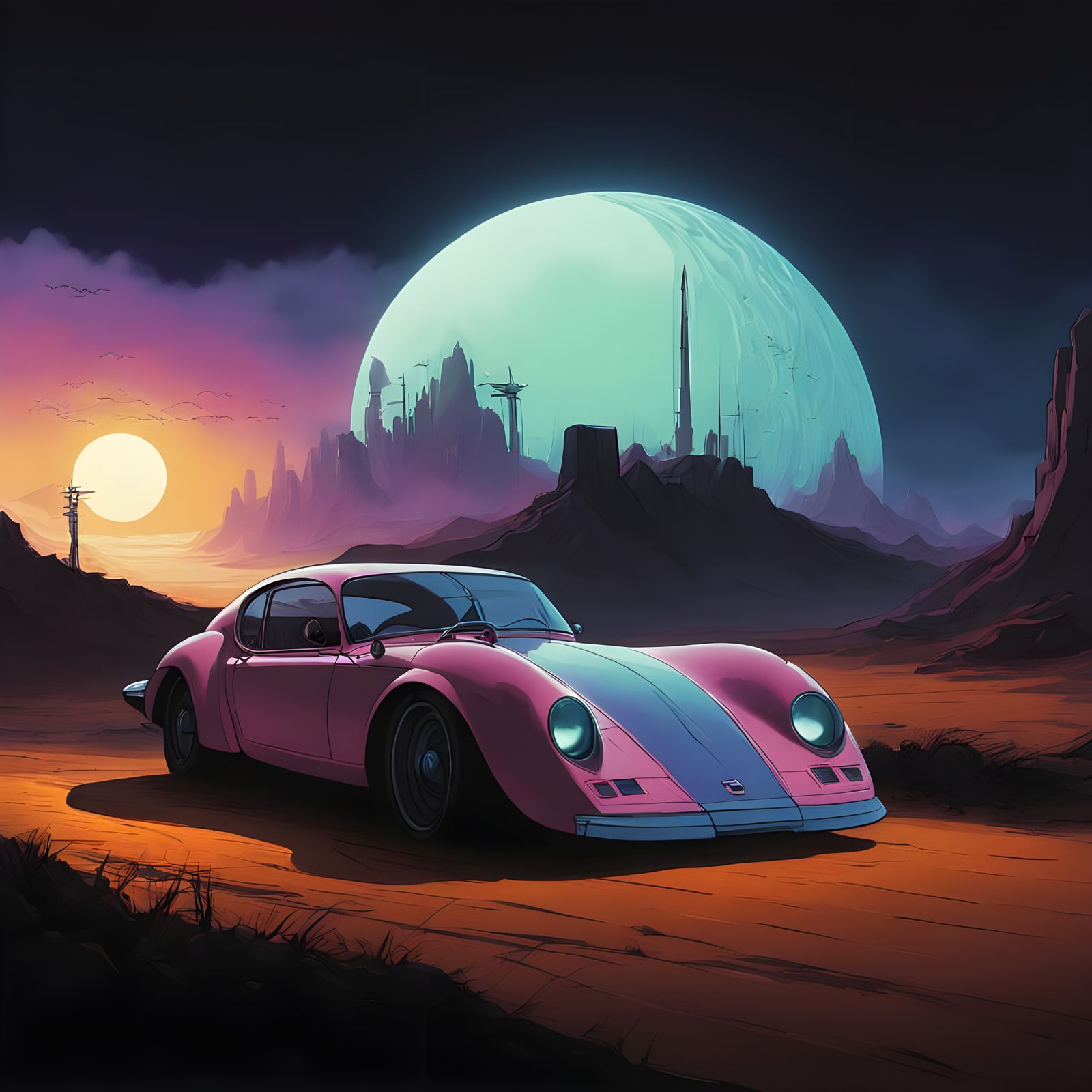 Surreal Cyberpunk Aesthetic in Retro Film Style