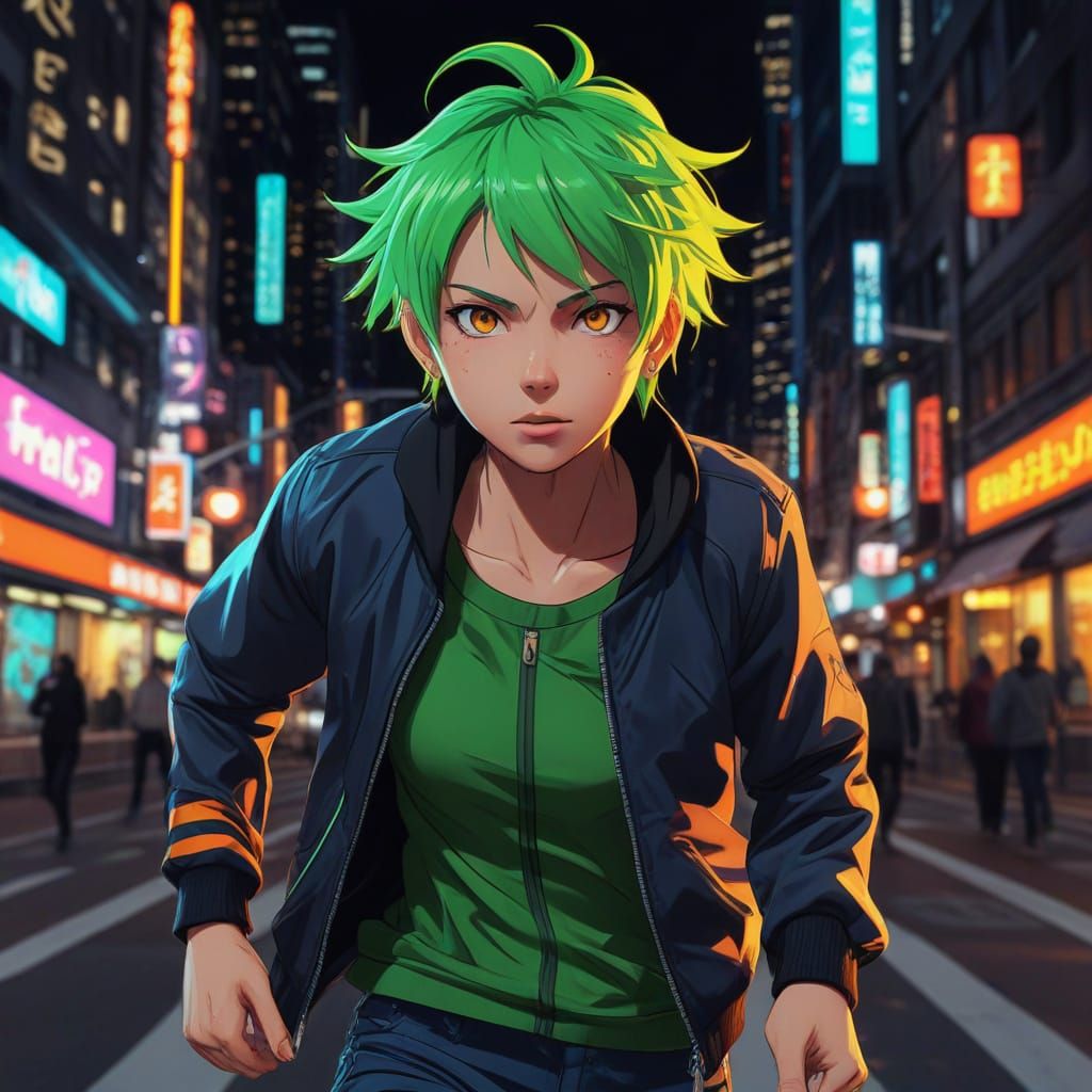 neon green and neon orange