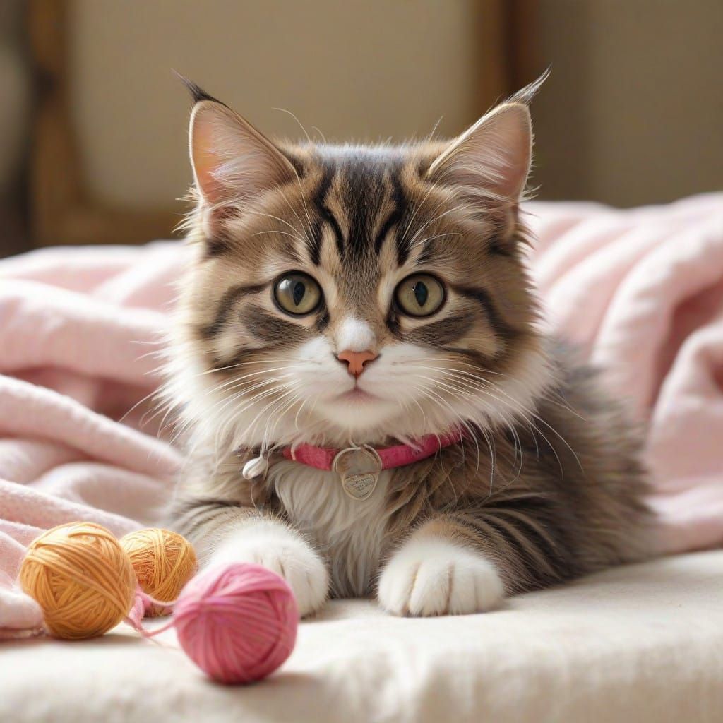 Whimsical Kitten at Play in Enchanted Garden