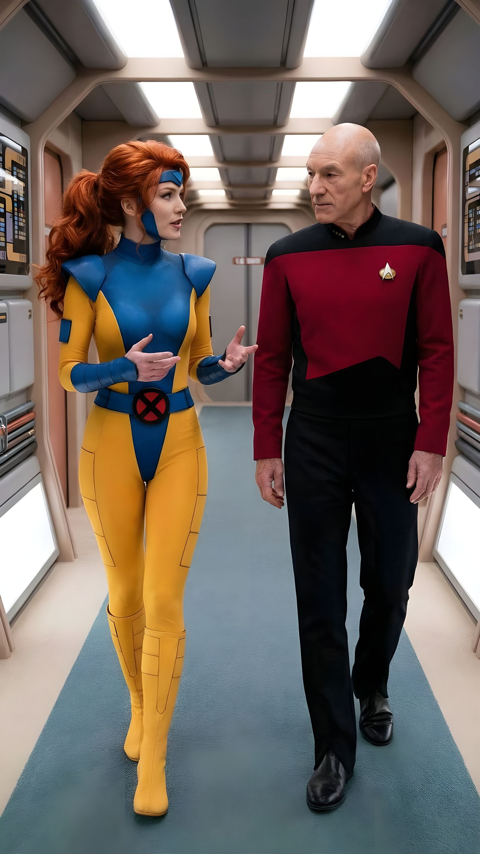 Jean Grey and Captain Picard on the Enterprise-D
