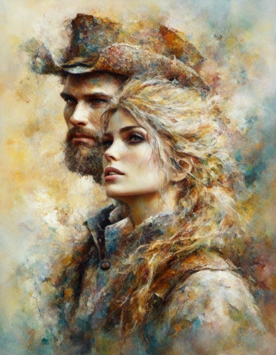 Elf Couple in Vintage Oil Painting Style