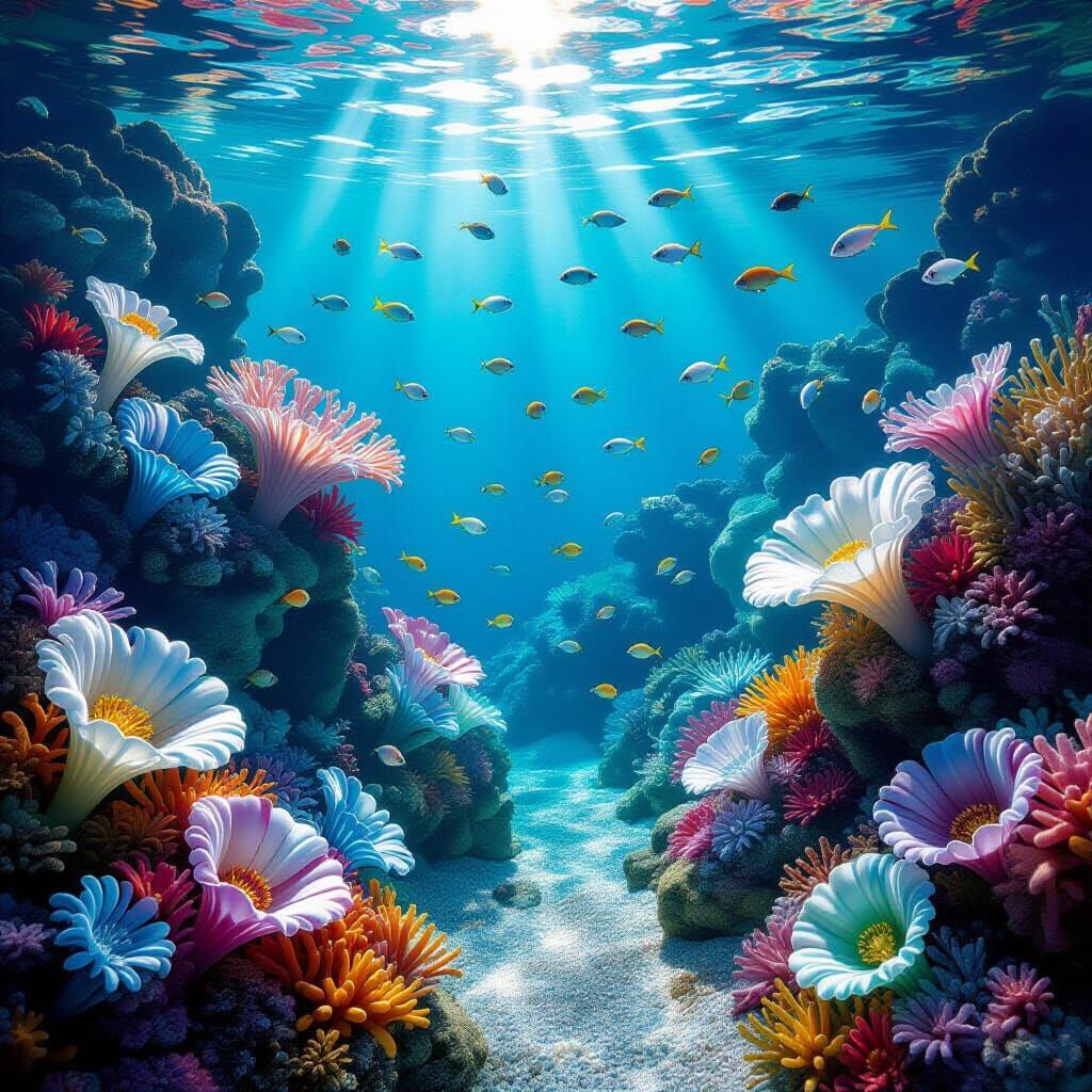 Jewel-Toned Sea Glass Garden Underwater