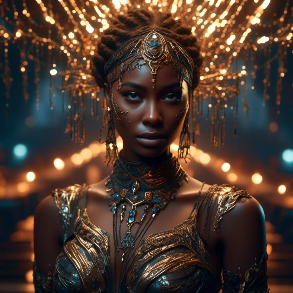 Awe-struck Black Woman with Sparkling Eyes