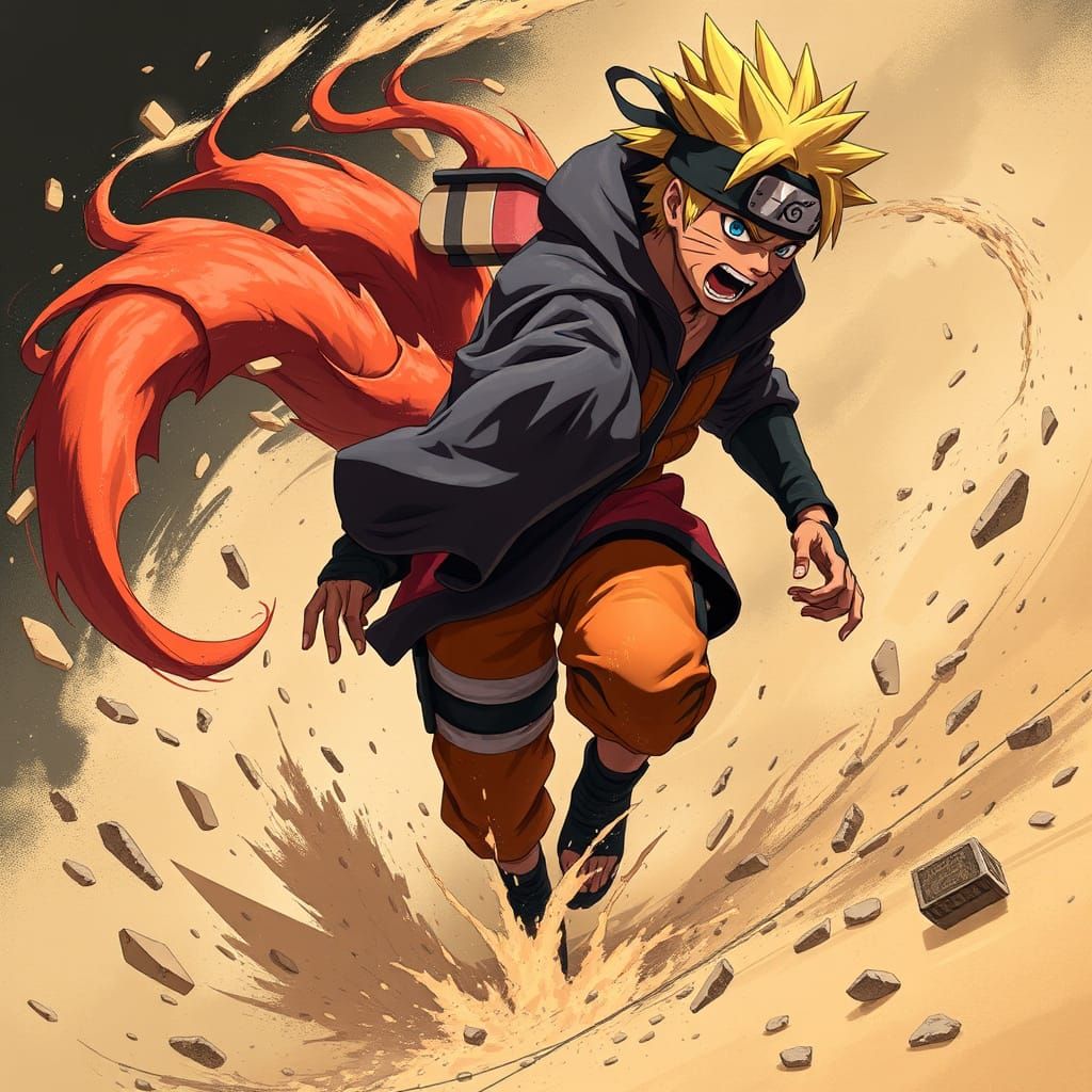 Naruto in Shukaku Form, Dynamic Anime Art