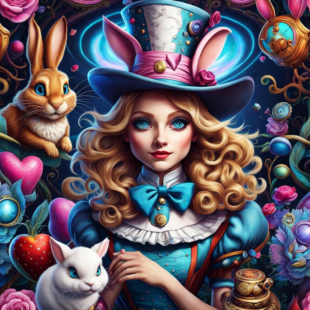 Psychedelic Alice in Wonderland Character Art