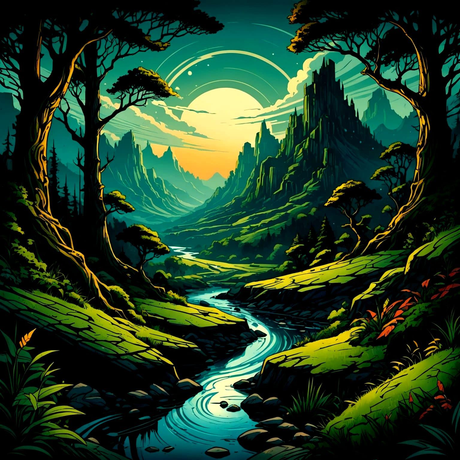 Abstract Nature in Comic Book Art Style