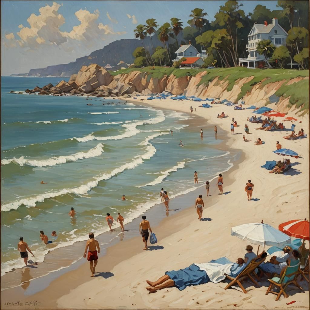 Coastal Oil Painting in Gurney Style