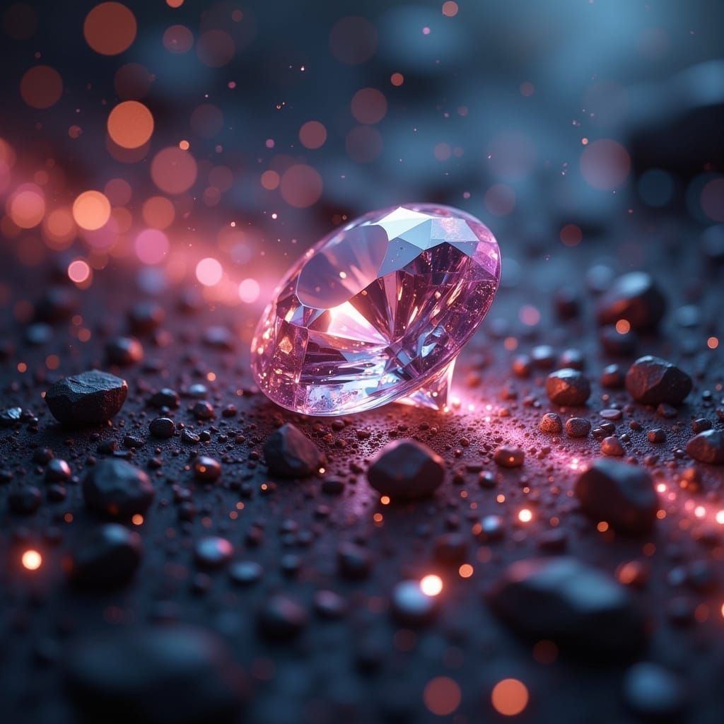 Diamonds Refracting Light with Galaxy Nebula