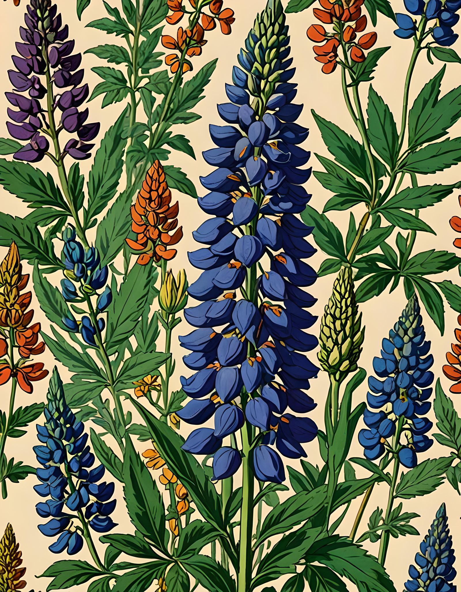 Victorian Lupin: Abstract Art with Floral Details