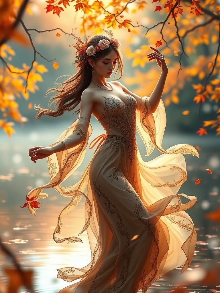 Dancing Forest Nymph in Autumnal Light