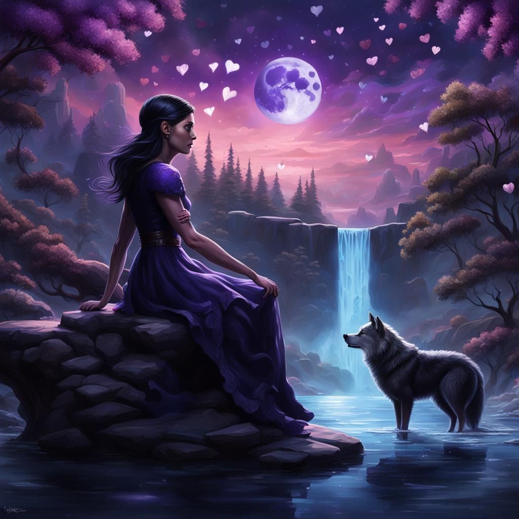 Kate Bishop by Waterfall in Fantasy Concept Art