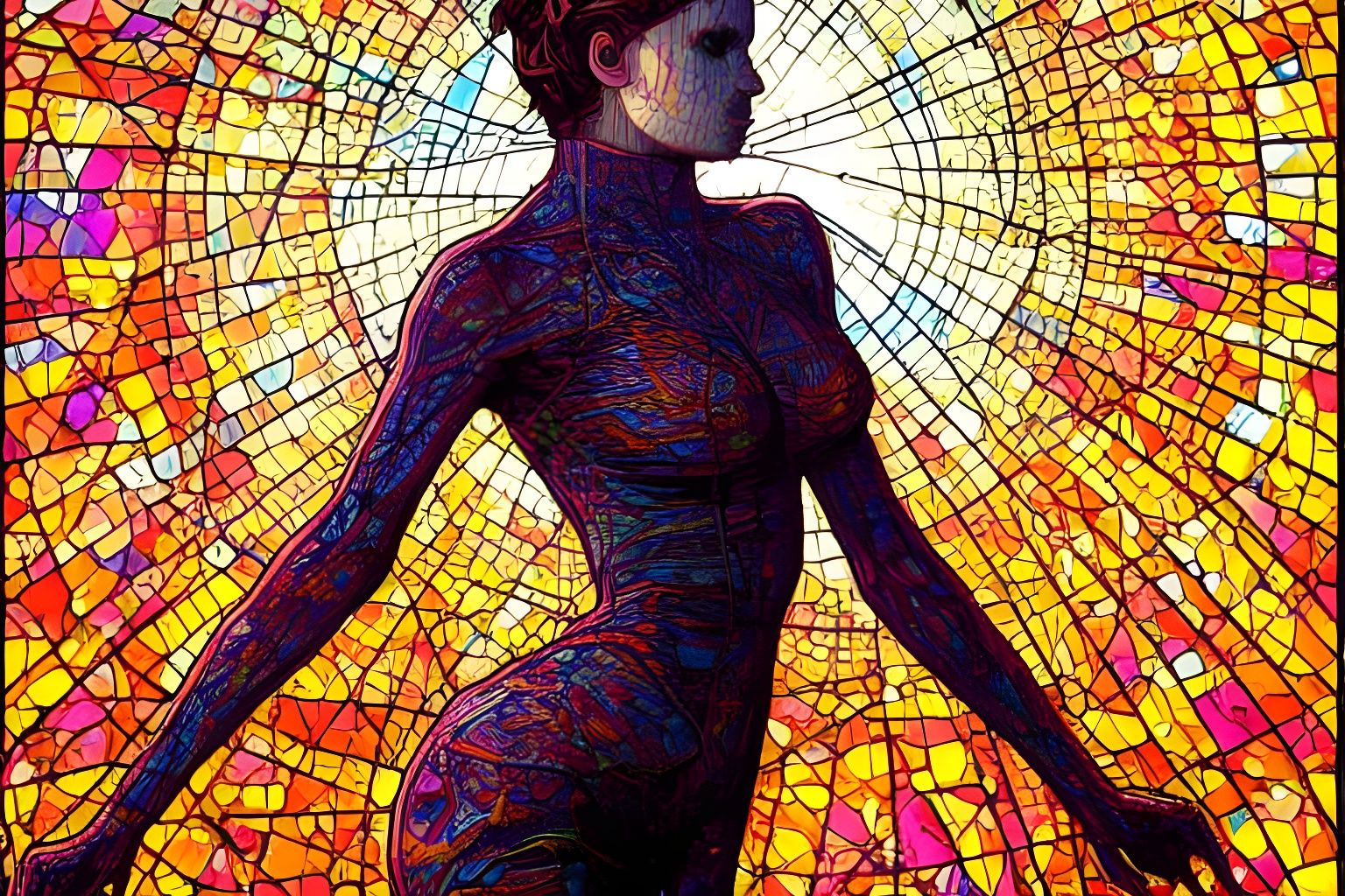 Stained Glass Woman: A Colorful Masterpiece
