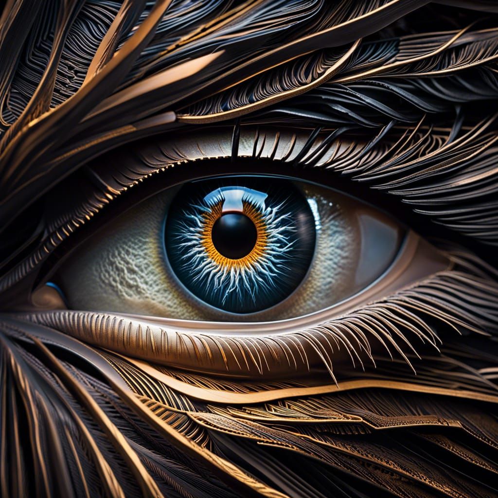 Hyperrealistic Lightning Eye Close-up in HDR