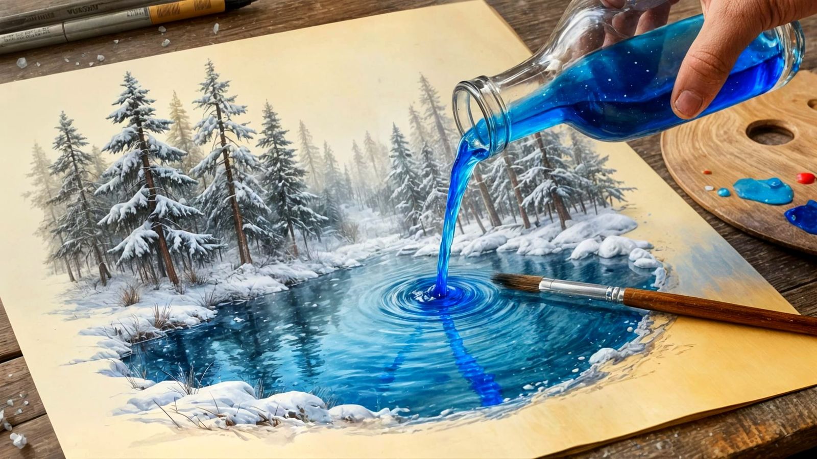 Surreal Winter Forest Emerges From Ink