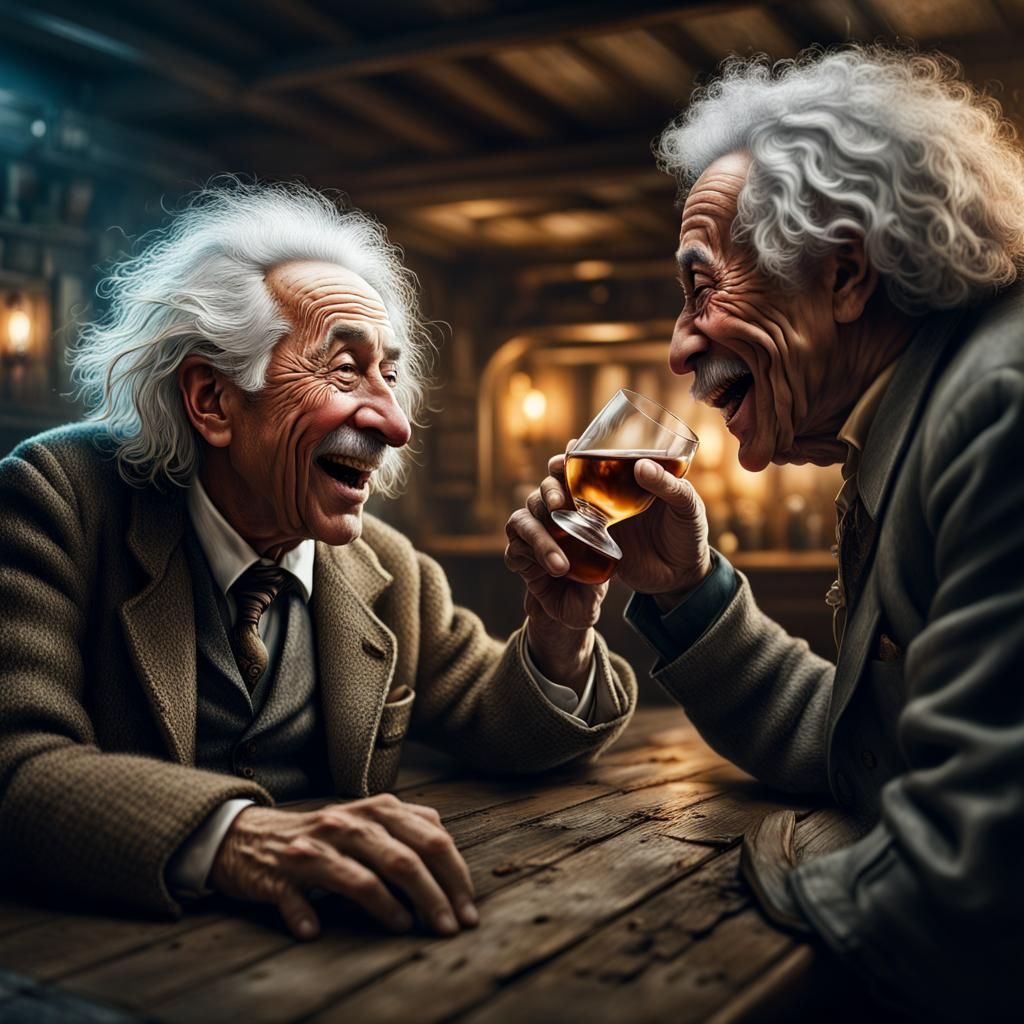 Einstein and Alien Joke in Hyperrealistic Style