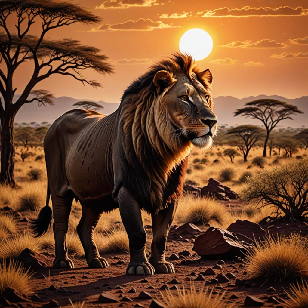 Melting Chocolate Lion in African Sunset
