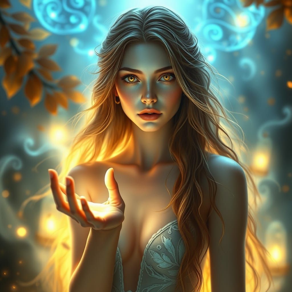 Mystical Dryad Maiden Beckons in Enchanted Realm