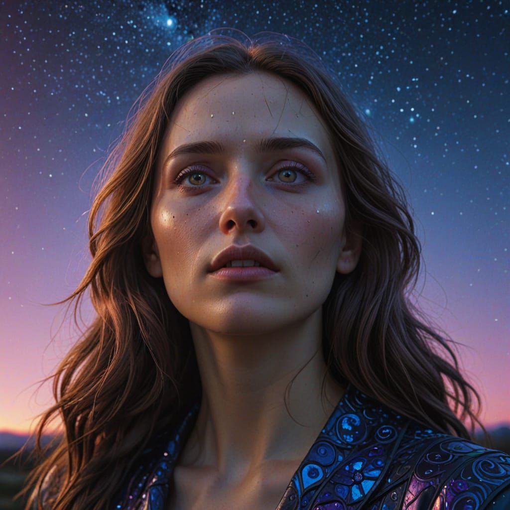 Mysterious Woman Illuminated by Celestial Light