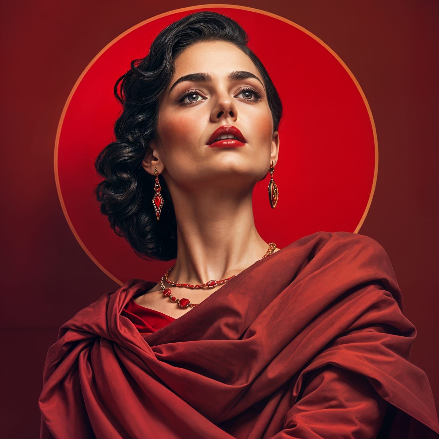 Art Deco Woman in Red with Painterly Texture