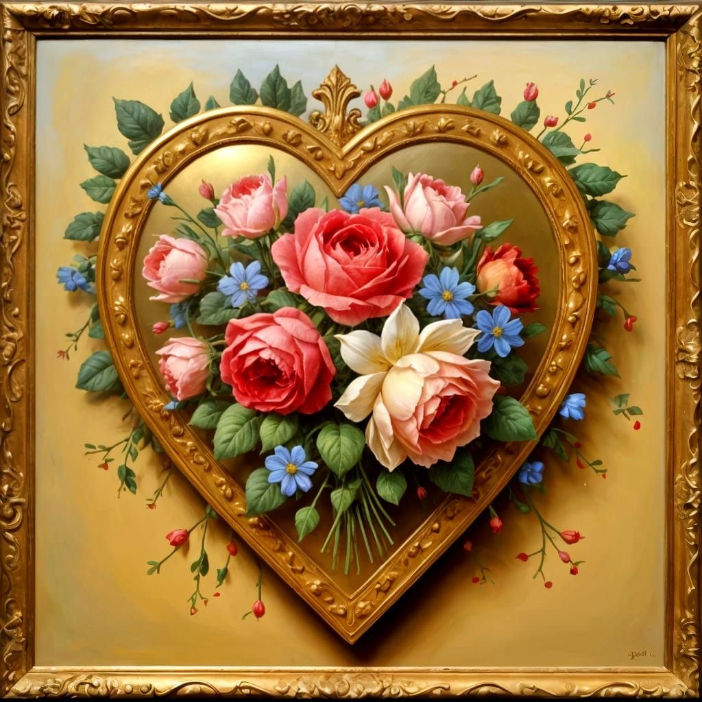 Romantic Victorian Valentine's Day Oil Painting