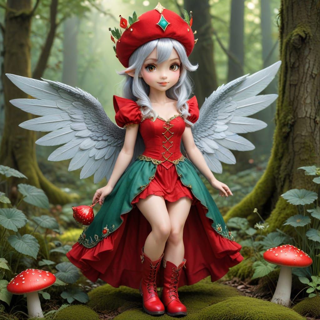 Enchanted Pixie Queen in Red and Amber Regalia