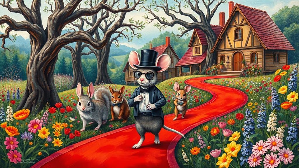 Whimsical Village Soiree in Vibrant Oil and Acrylic