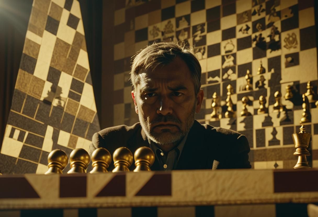 Contemplative Man and Global Powers Chessboard