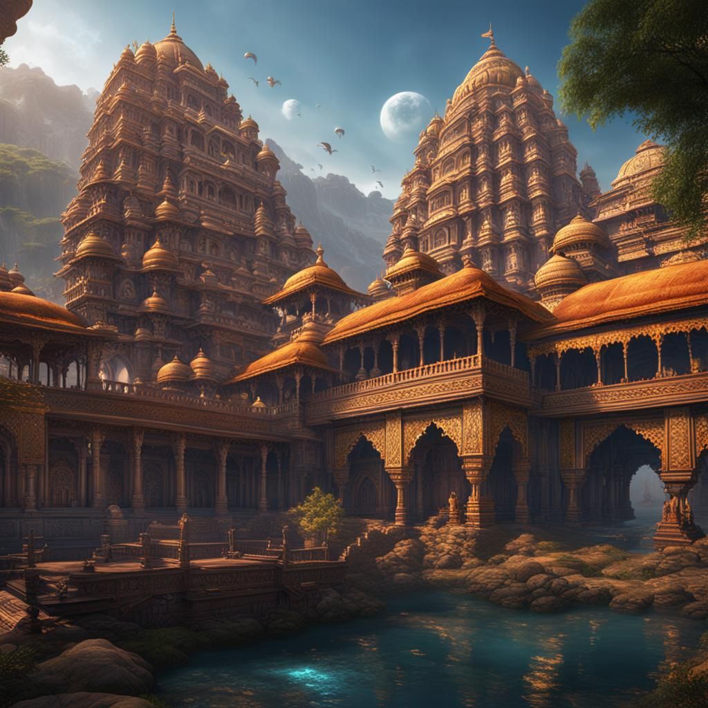 Detailed Matte Painting of India in Fantasy Art