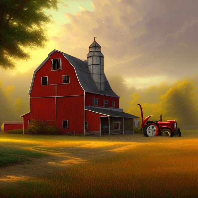 Haunted Farmhouse: Ethereal Oil Painting