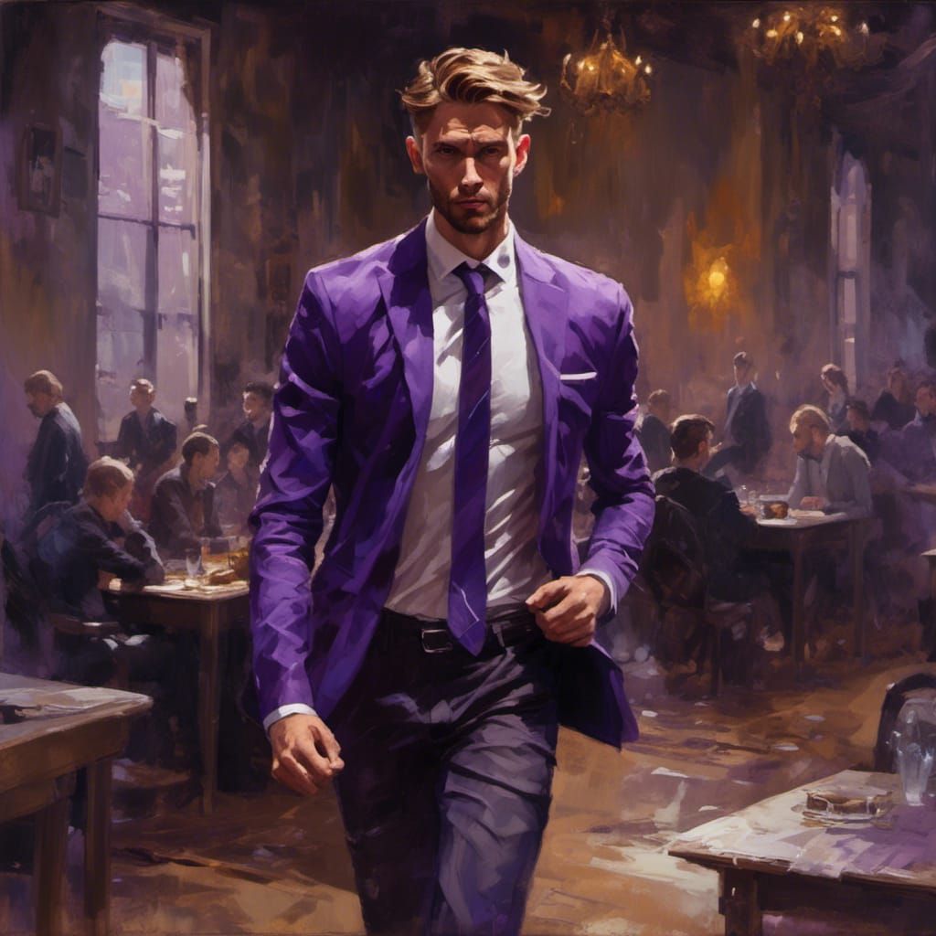 Dramatic Painting of Young Man in Blazer