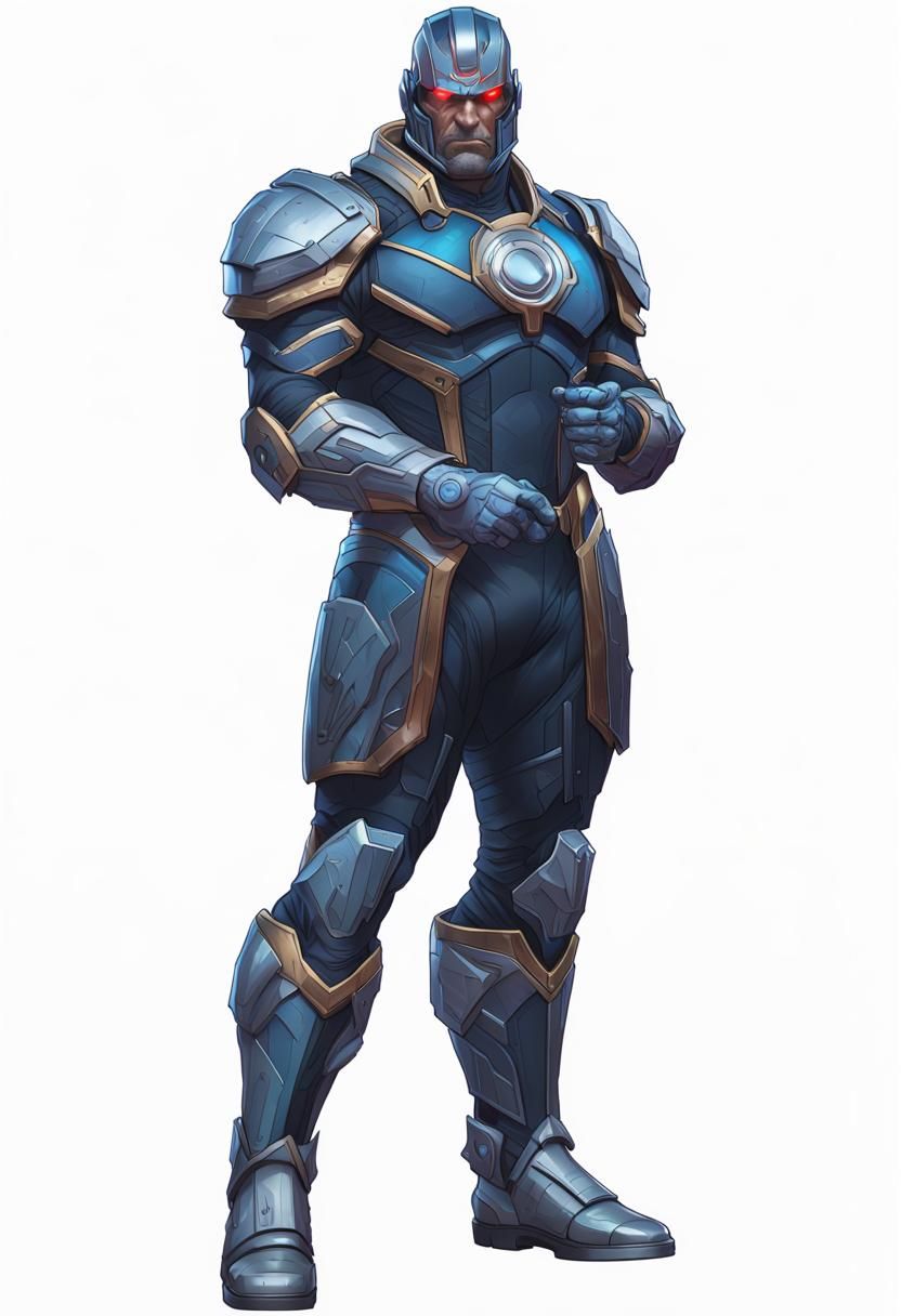 Darkseid Omega Helmet Portrait in Hyperdetailed Splash Art