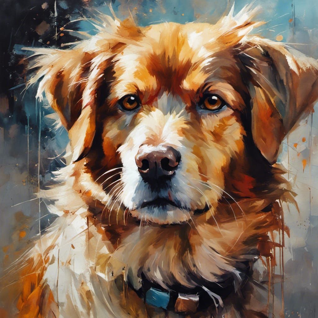 Adorable Dog in Oil Painting with Expressive Design