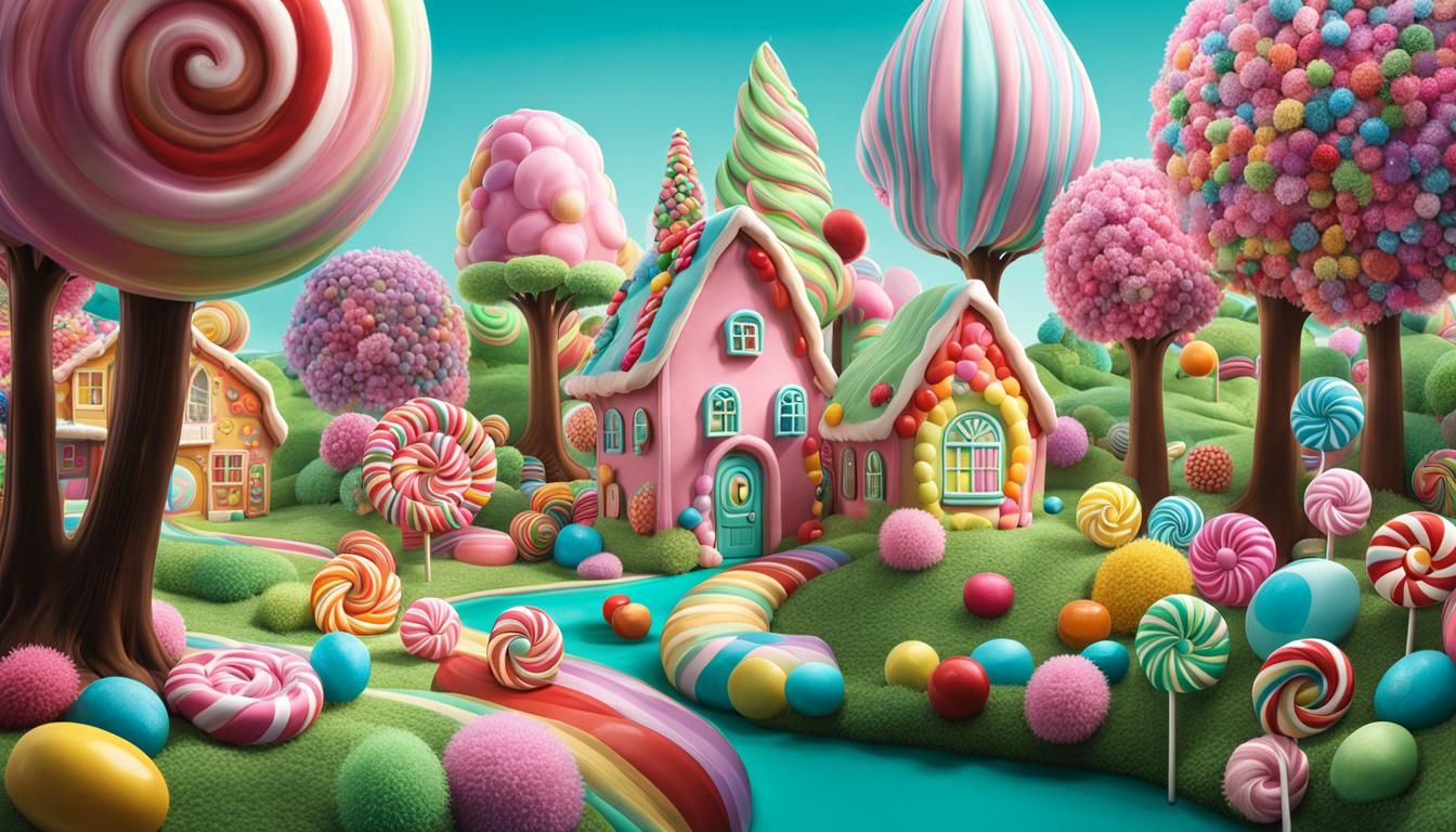 Candy Land with Spearmint Trees and Chocolate River