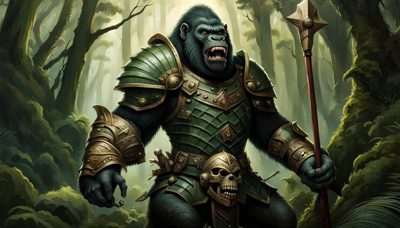 Enraged Gorilla Warrior in Wooden Armor