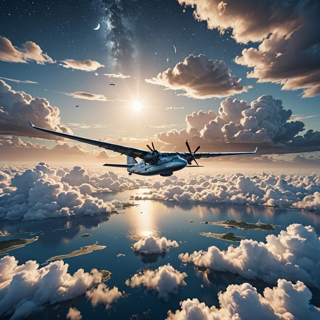 Albatross Flight Over Cook Islands at Dawn