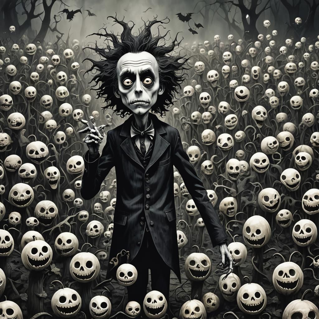 Macabre Ghosts Rising in Tim Burton Style
