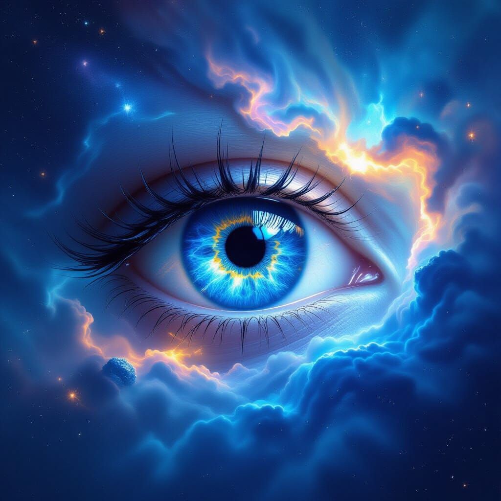 Neptune's Eye Gazes at Cosmic Nebula