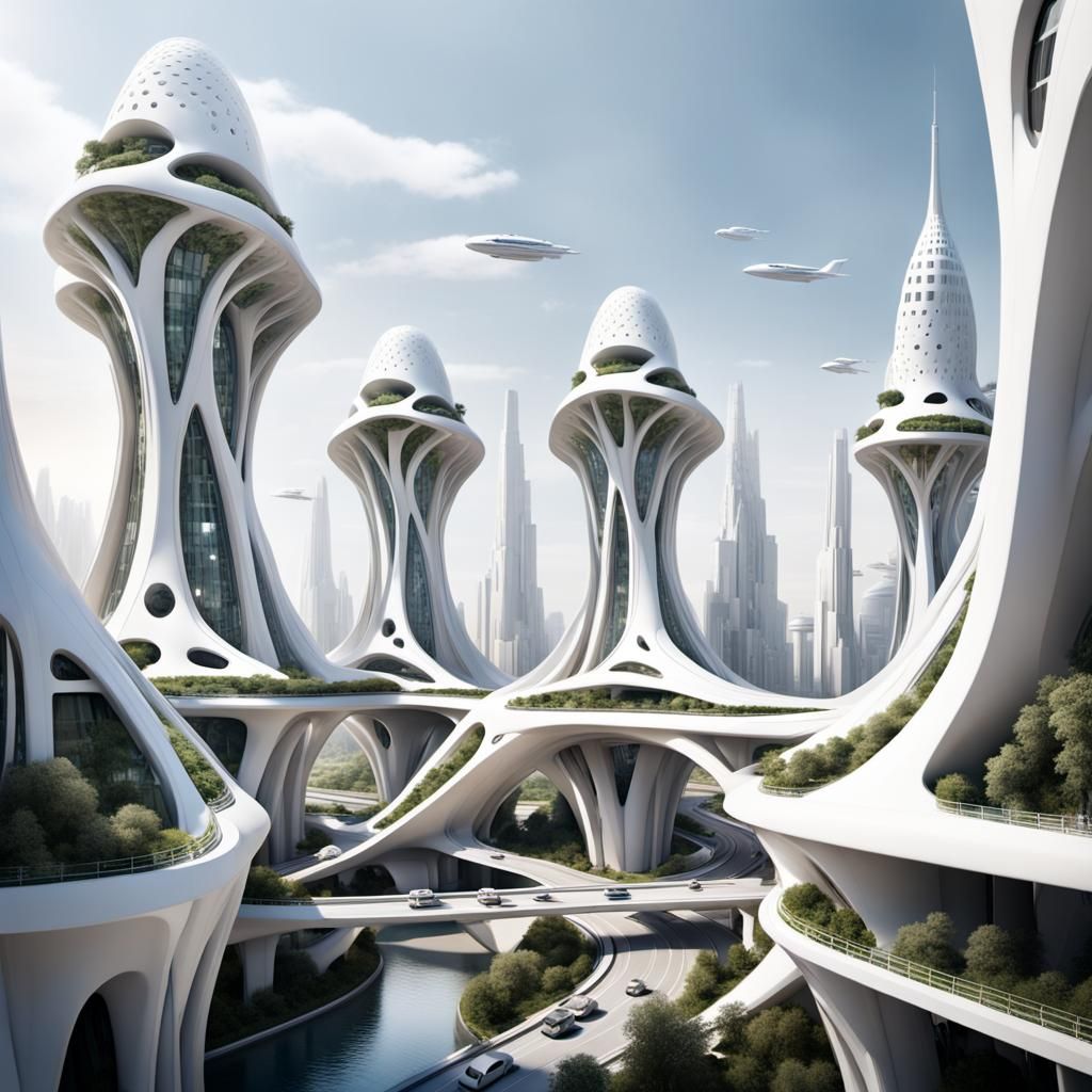 Futuristic City Inspired by Gaudi Architecture