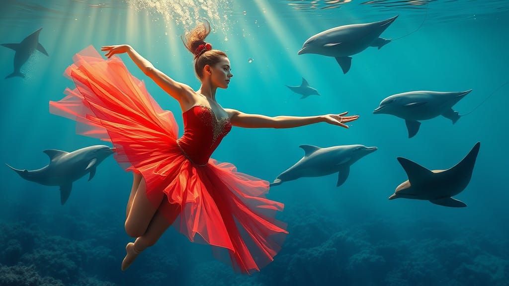 Hyper-Realistic Ballerina in Splash Art-Inspired Underwater...
