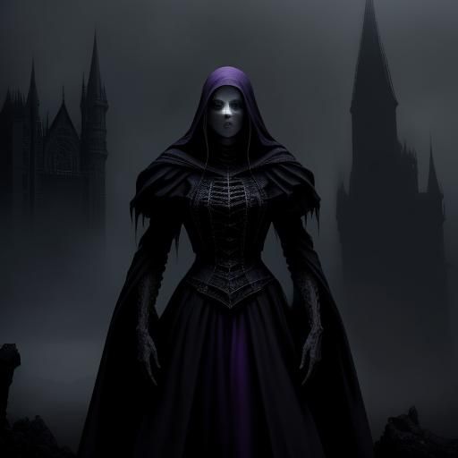 Terrifying Bald Nosferatu Woman in Gothic Castle