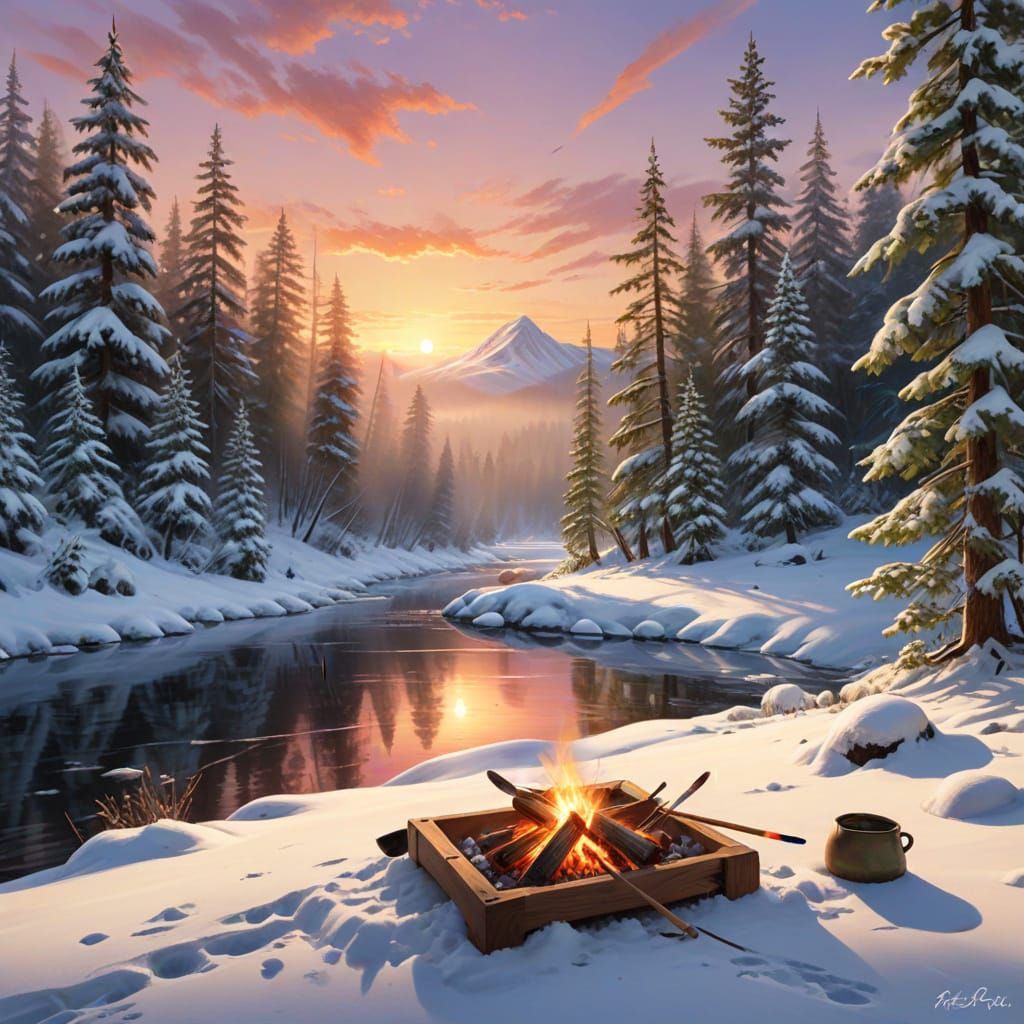 Winter Landscape as Painter's Palette in Digital Art