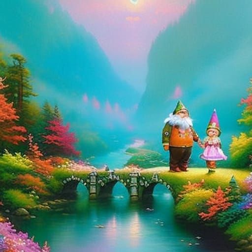 Chubby Gnome Couple in Ethereal Fantasy Style
