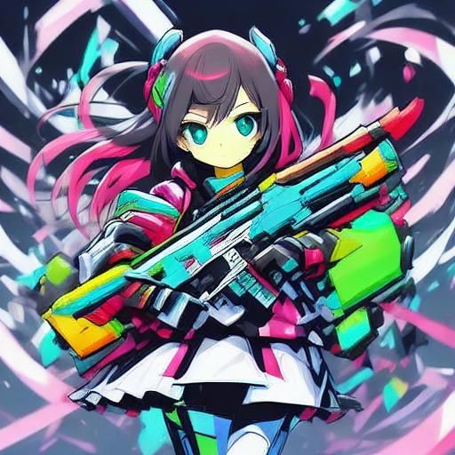 Anime Girl with Full Figure in Japanese Manga Style