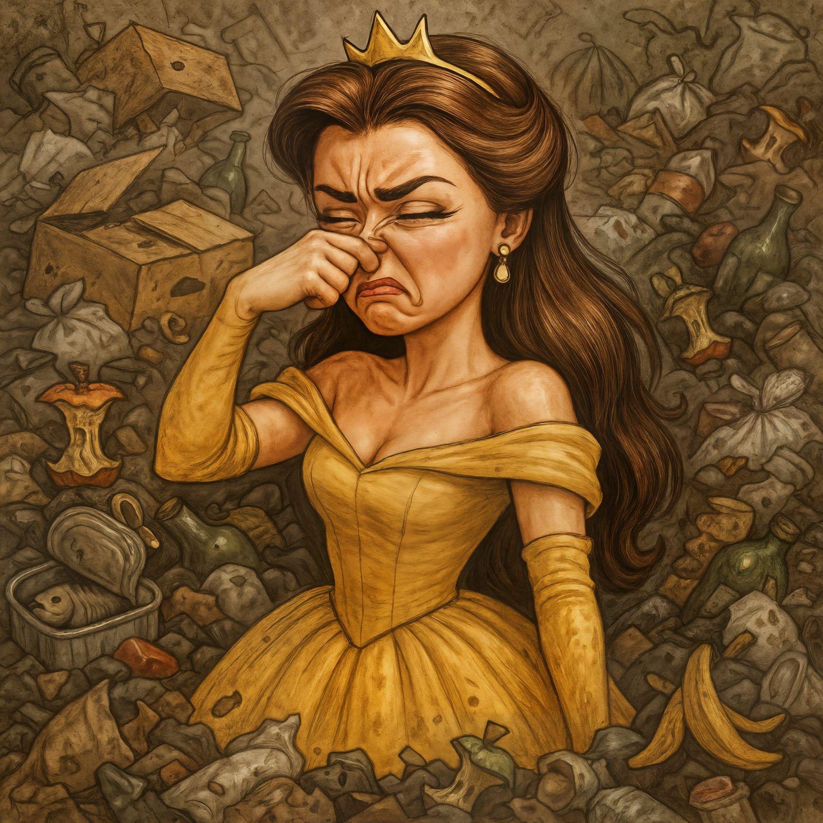CGI Princess Surrounded By Garbage