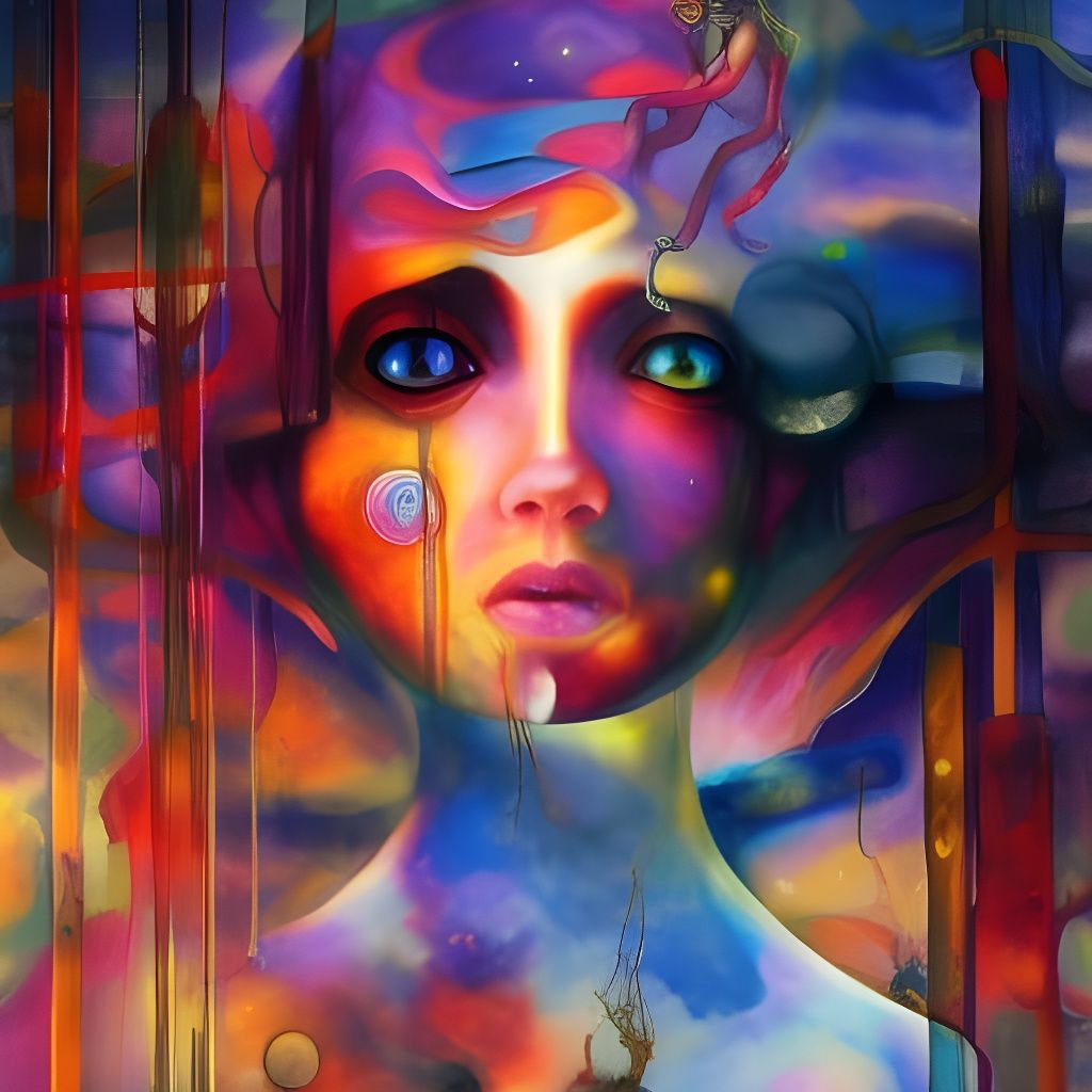 Victorian Woman in Cyberpunk Cosmic Starship