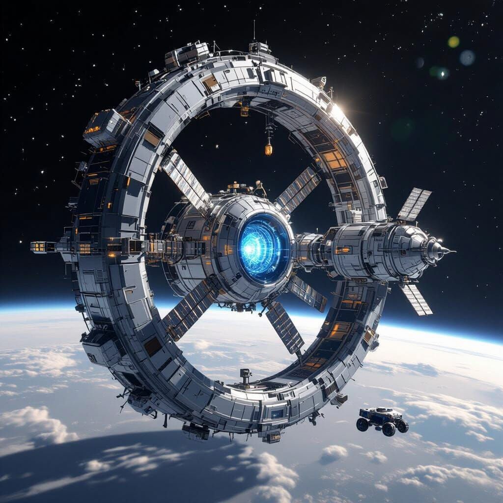 Futuristic Space Station in Orbit: NASA Accuracy