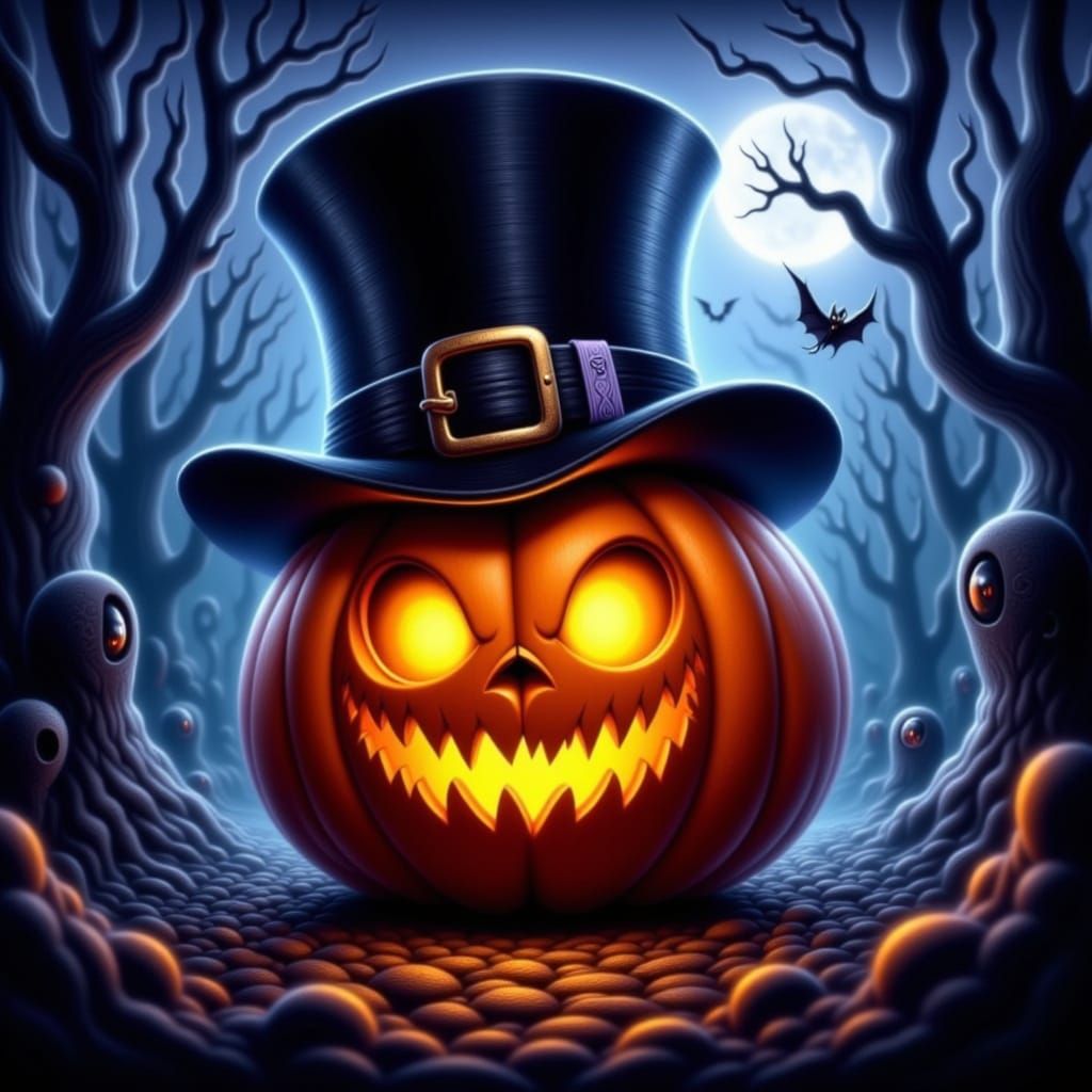 Cute Pumpkin Villain in Spooky Forest