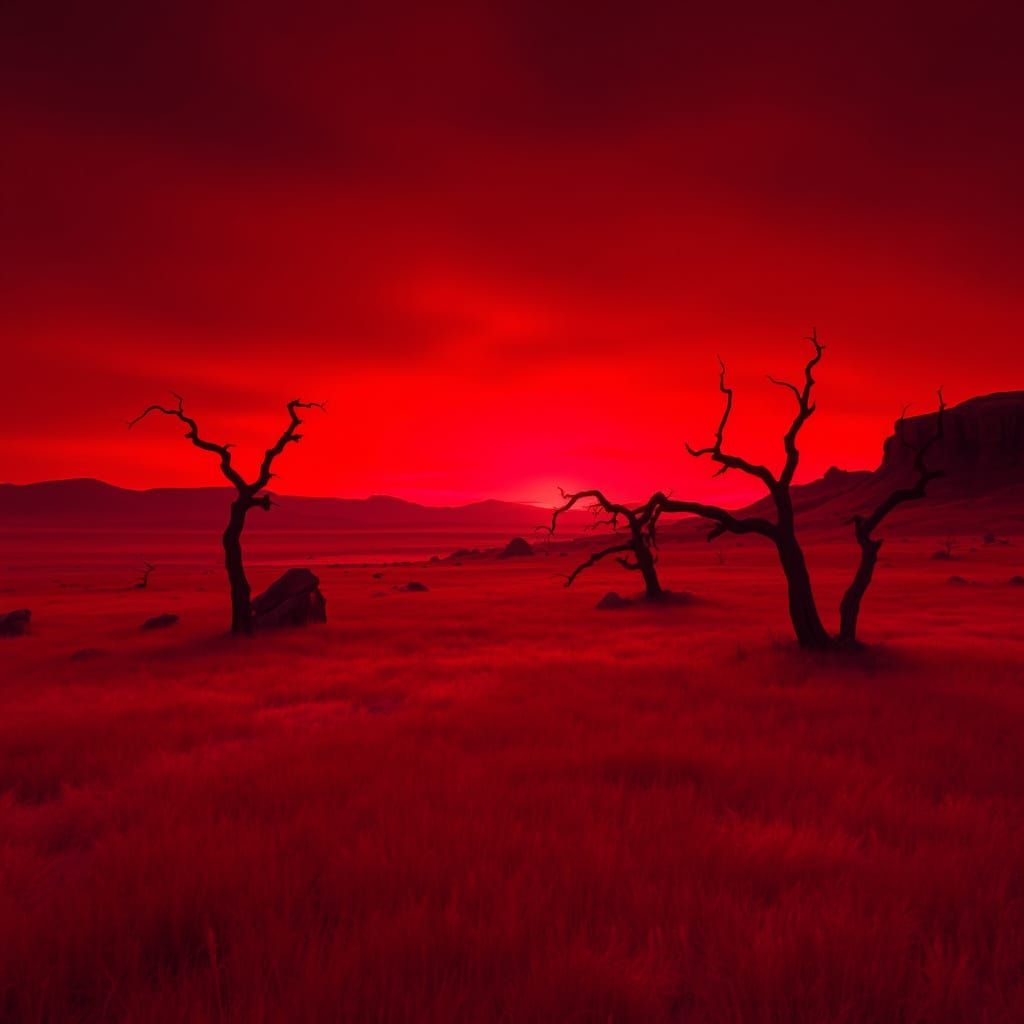 Crimson Landscape Inspired by Rothko, Richter, and Thorp