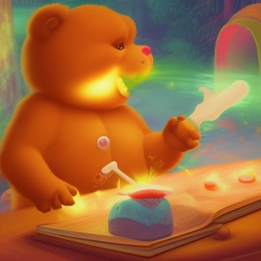 Evil Teddy Ruxpin Feast: Hyperrealistic Concept Art